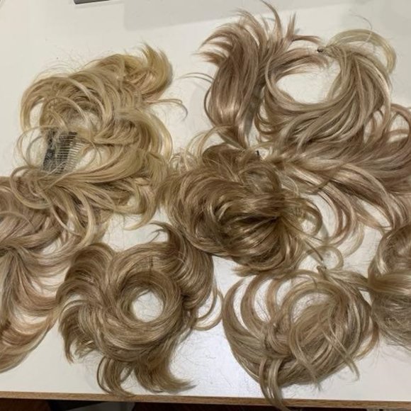 Lot of HAIR Add on EXTENSIONS New & Used Ponytail Holders Clip On Combs - Picture 1 of 7